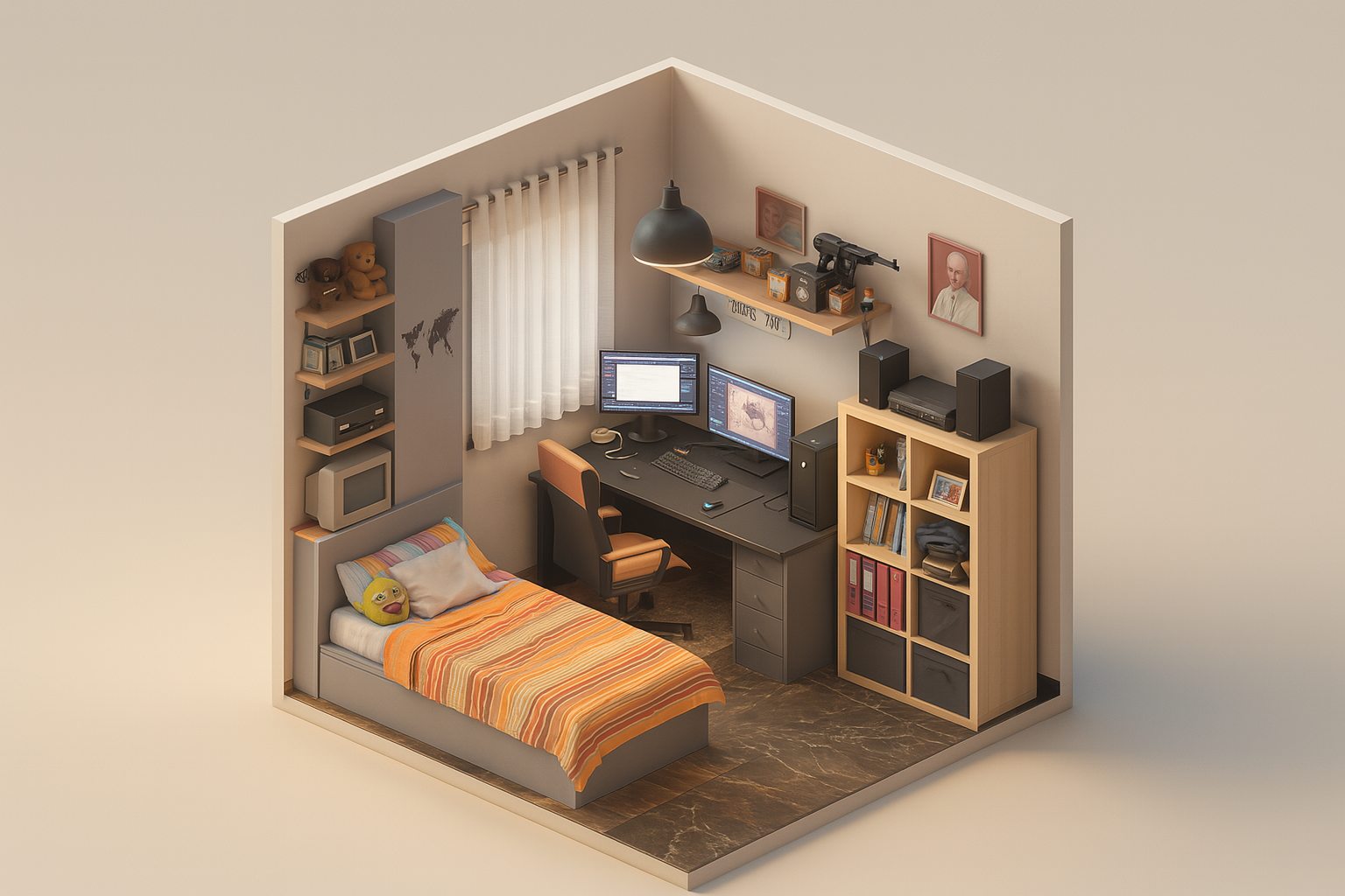 Primer render isométrico 3D generado por IA con leves imperfecciones