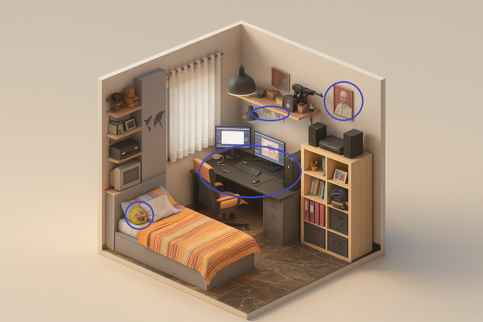 Detalle de los errores detectados en el render isométrico