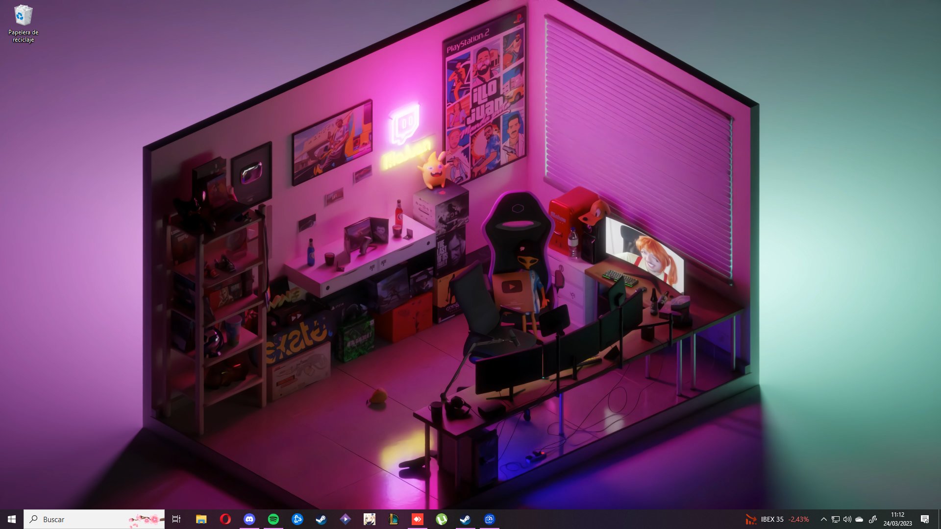 Render isométrico 3D del cuarto de IlloJuan utilizado como inspiración