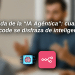 Diagrama visual que representa la automatización con n8n y el concepto de IA Agéntica en startups tecnológicas.